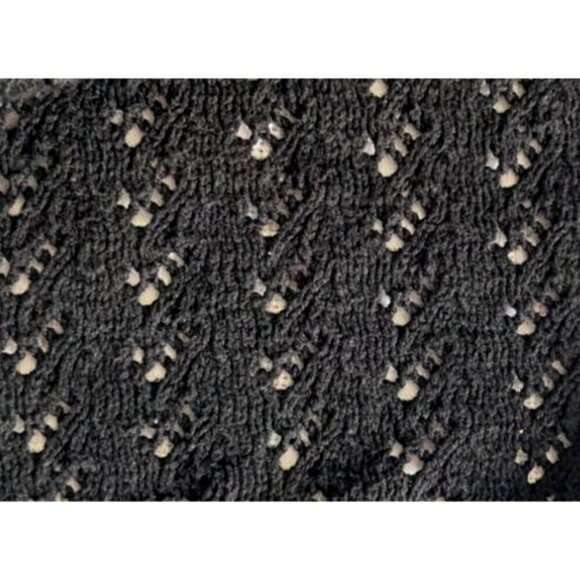 89TH & MADISON Black Crochet Short Sleeve Open Weave Sweater Cotton Blend Size M - Picture 2 of 6